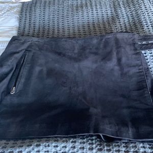 Navy suede wrap mini skirt